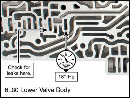 6L45, 6L50, 6L80, 6L90 Oversized TCC Regulator Valve Kit Vacuum Test Locations