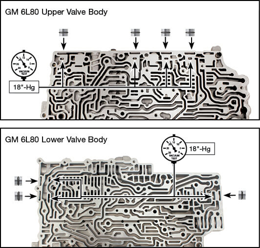 6L45, 6L50, 6L80, 6L90 O-Ringed End Plug Kit Vacuum Test Locations
