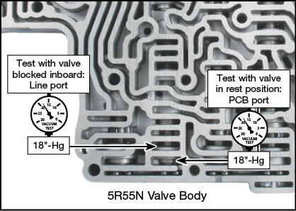 5R55N Oversized Reverse Engagement Valve Kit Vacuum Test Locations