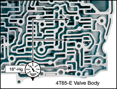 4T65-E Oversized 1-2 Accumulator Valve Vacuum Test Locations