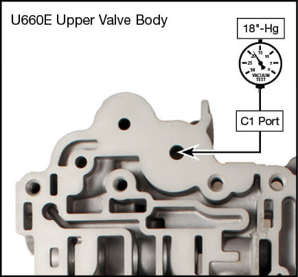 U660E, U660F, U760E, U760F C1 Accumulator Piston Kit Vacuum Test Locations