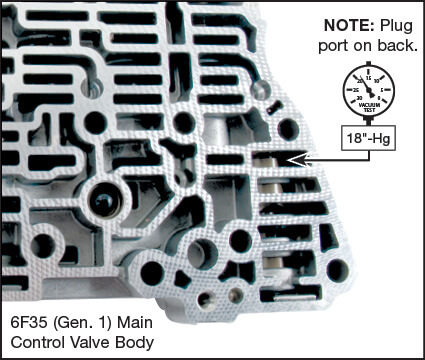 6F35 (Gen. 1), 6F35 (Gen. 2), 6F35 (Gen. 3) Control Pressure Regulator Valve Kit Vacuum Test Locations