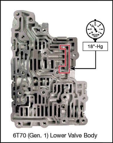 6T70 (Gen. 1), 6T75 (Gen. 1) 4-5-6 Accumulator Piston Kit Vacuum Test Locations
