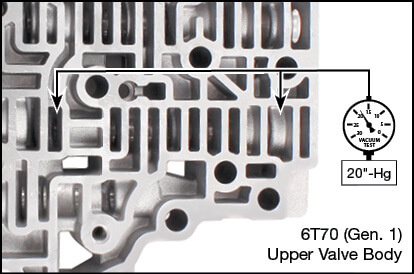 6F50, 6F55, 6T70 (Gen. 1), 6T75 (Gen. 1) Oversized 3-5-R Clutch Regulator Valve Kit Vacuum Test Locations