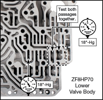 845RE, ZF8HP45, ZF8HP55, ZF8HP70 Oversized TCC Valve Kit Vacuum Test Locations