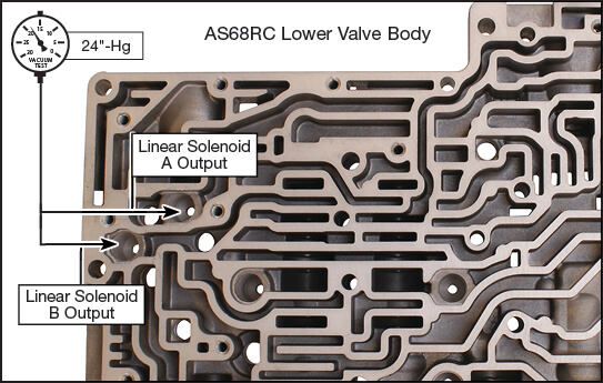 AS68RC Oversized Linear Solenoid Output Dampener Valve Vacuum Test Locations