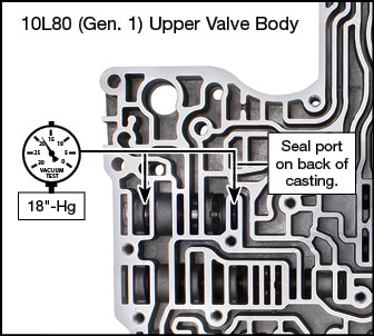 10L60 (Gen. 1), 10L80 (Gen. 1), 10L90 (Gen. 1), 10R140, 10R60, 10R80, 10R90 Oversized Main Pressure Regulator Valve Kit Vacuum Test Locations