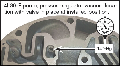 4L80-E, 4L85-E Lube Regulated Pressure Regulator Valve Vacuum Test Locations