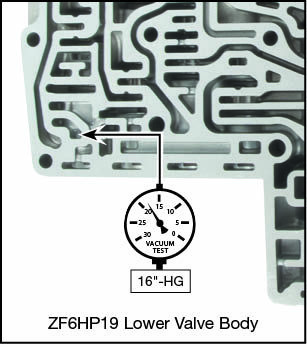 6R100, 6R60, 6R75, 6R80 (2009–2014), 6R80 (2015-Later), ZF6HP19, ZF6HP26, ZF6HP32 Clutch A Control Boost Valve Kit Vacuum Test Locations