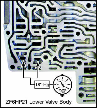 ZF6HP21, ZF6HP28, ZF6HP34 Clutch A & E Control Boost Valve Kit Vacuum Test Locations