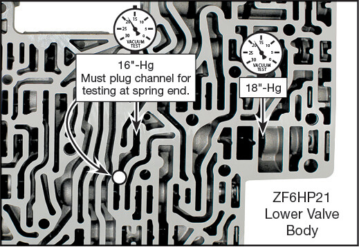 ZF6HP21, ZF6HP28, ZF6HP34 Oversized Pressure Regulator Valve Kit Vacuum Test Locations