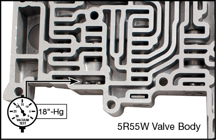 5R55S, 5R55W Oversized TCC Modulator Plunger Valve Kit Vacuum Test Locations