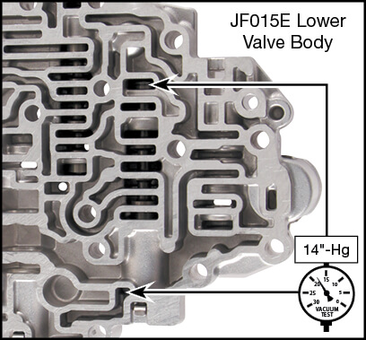 JF015E (RE0F11A) Oversized Lockup Control & Plunger Valve Kit Vacuum Test Locations